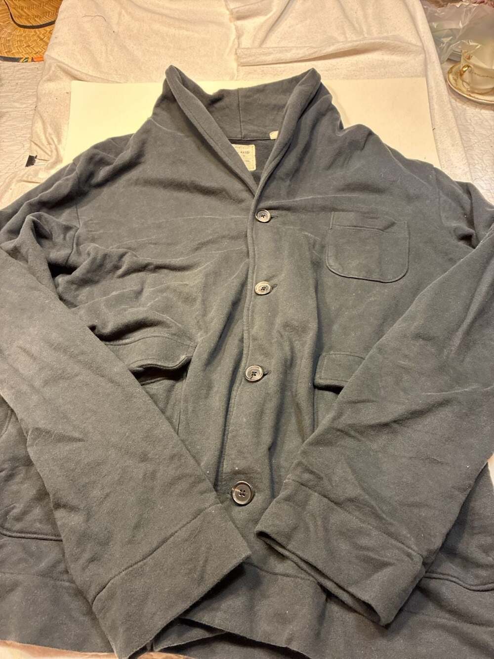 Billy Reid Men's Shawl Collar Button-Down Sweatshirt Jacket